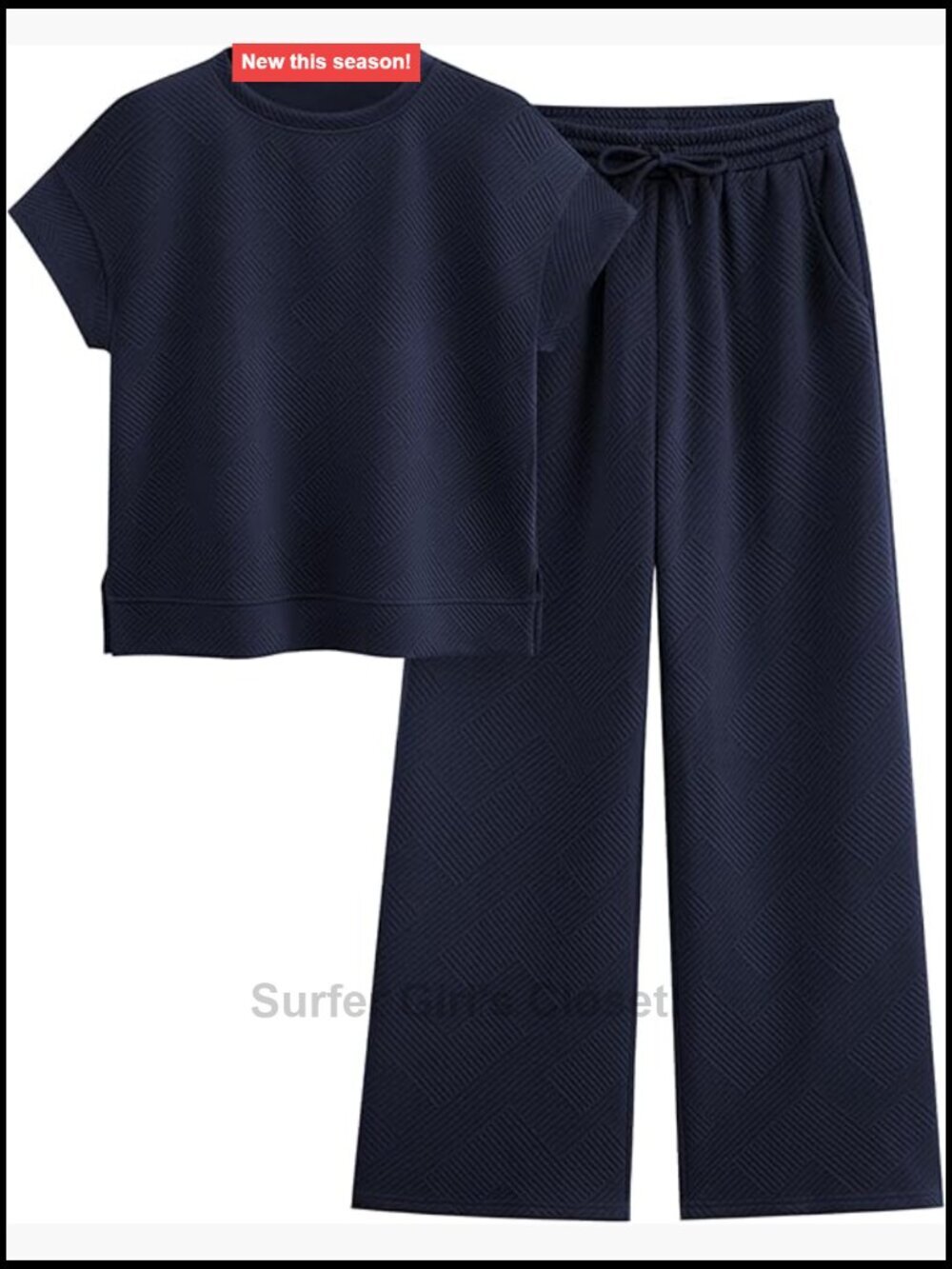 2 Piece Tracksuit Lounge Set Short Sleeve Top Wide Leg Pants Loungewear